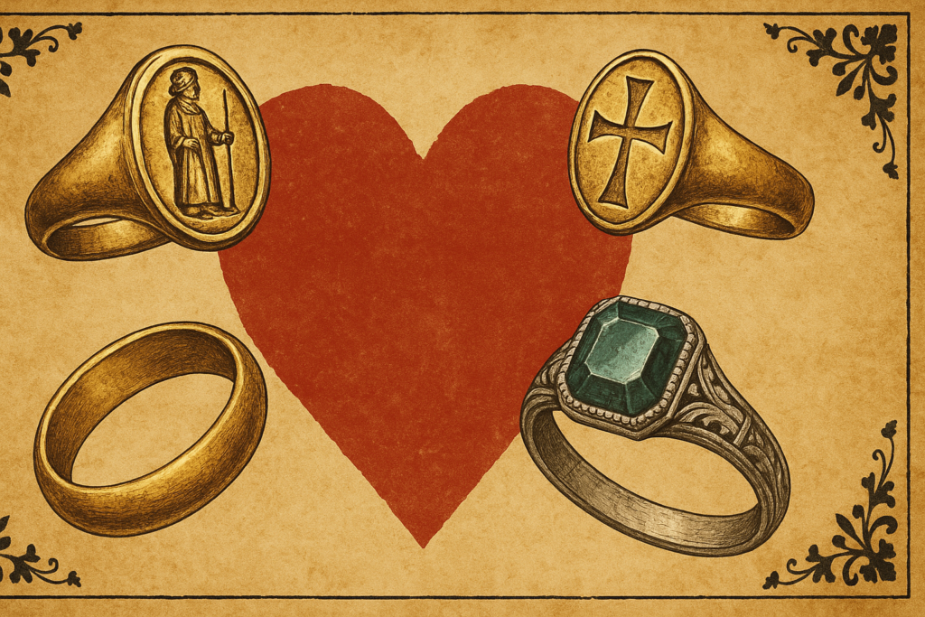 中世ヨーロッパの指輪と誓いの象徴性を表現したイメージ画像
